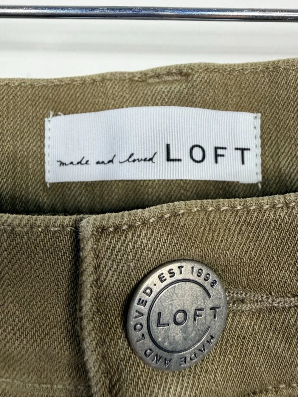 2/$30 LOFT Mid-Rise Five-Pocket Jegging Olive 27 #A3880